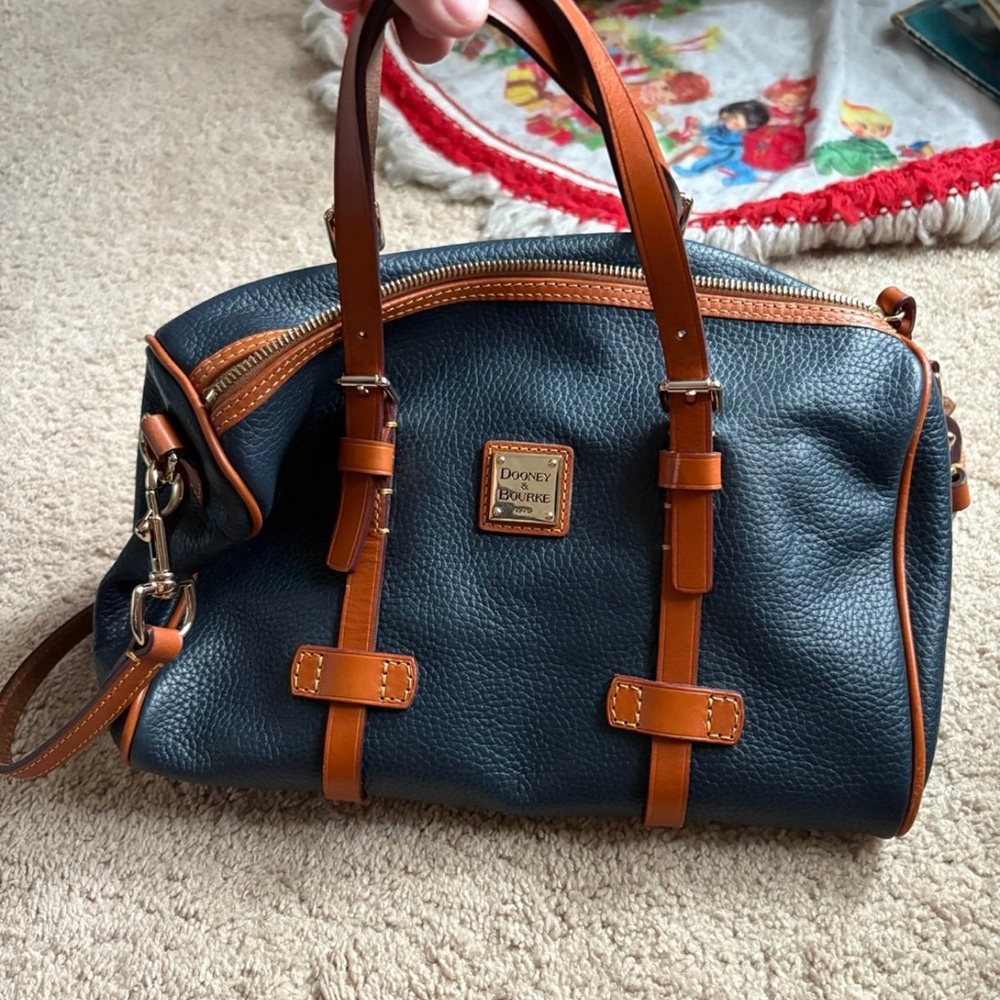 Vintage Dooney & Bourke Pebble Leather Domed Satchel Bag